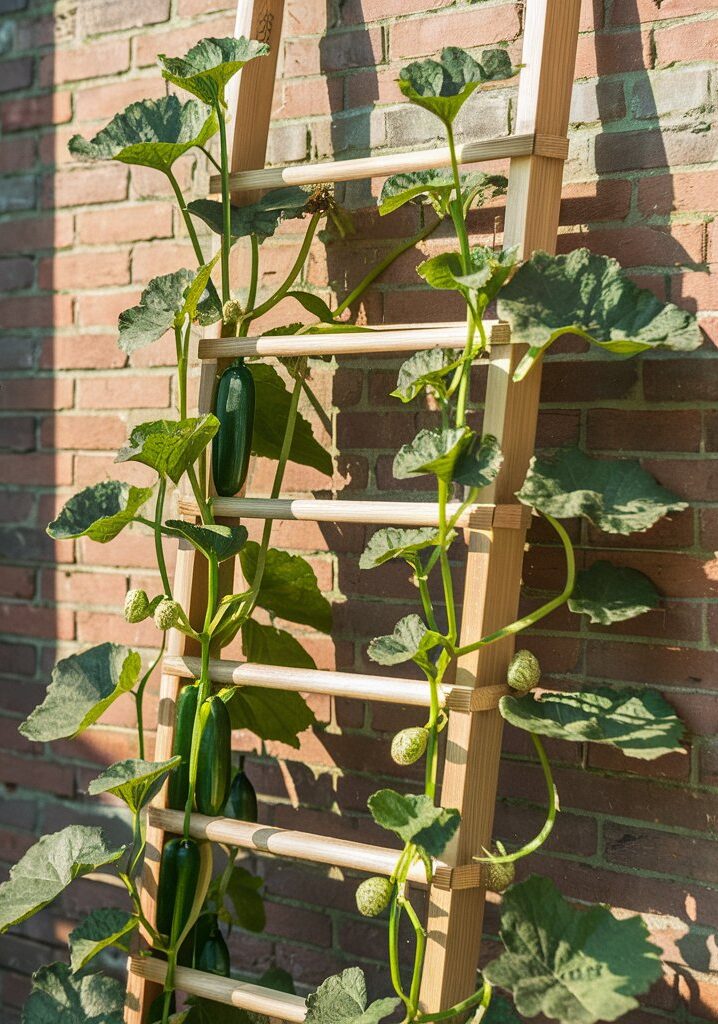 Ladder Trellis for growing cucumbers