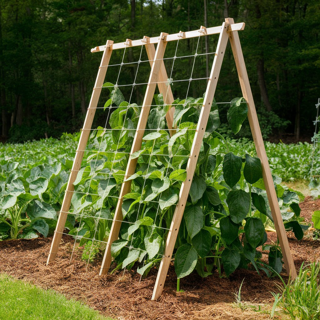 A-Frame trellis for growing cucumbers